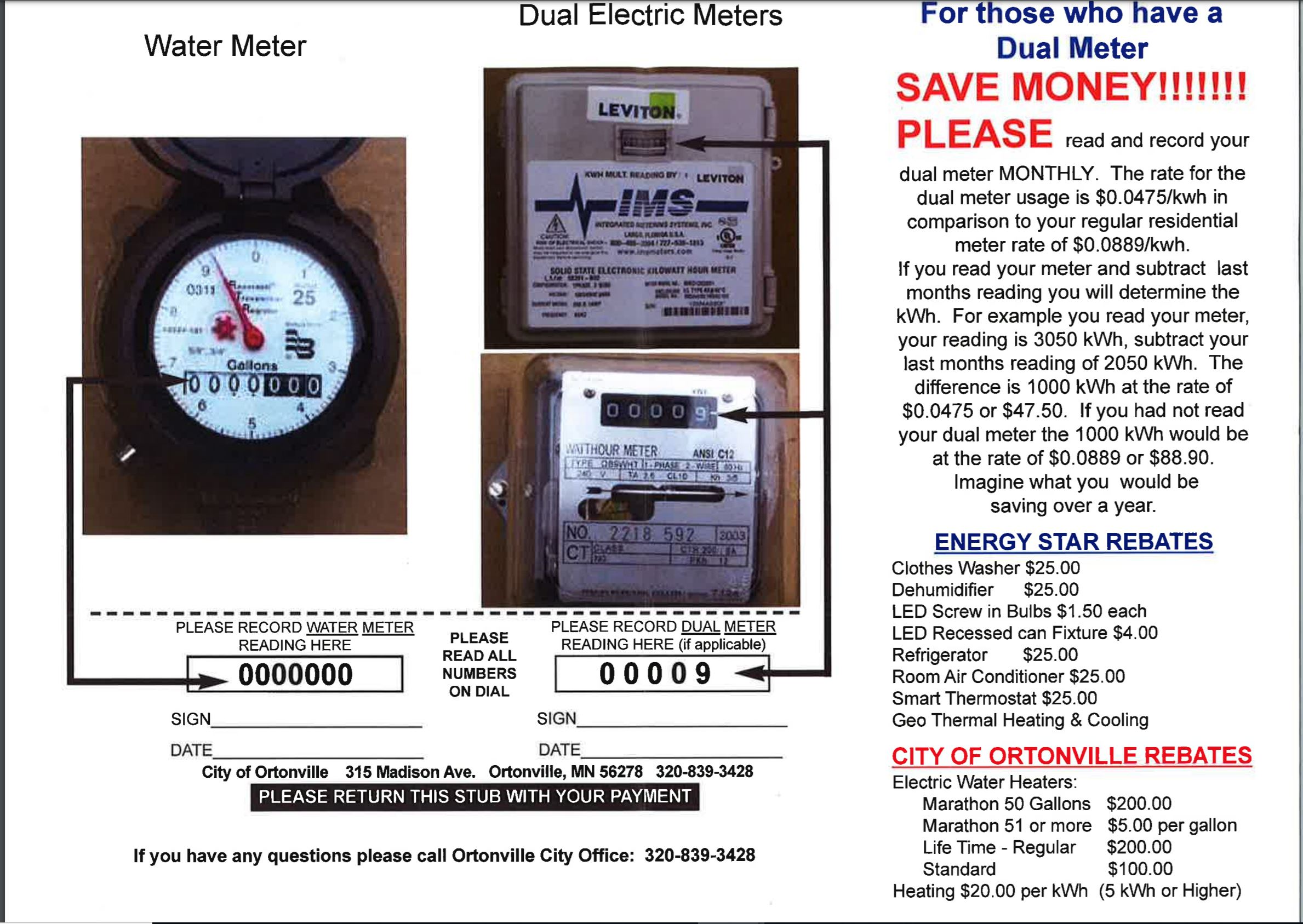 Enter Meter Readings City of Ortonville, Minnesota